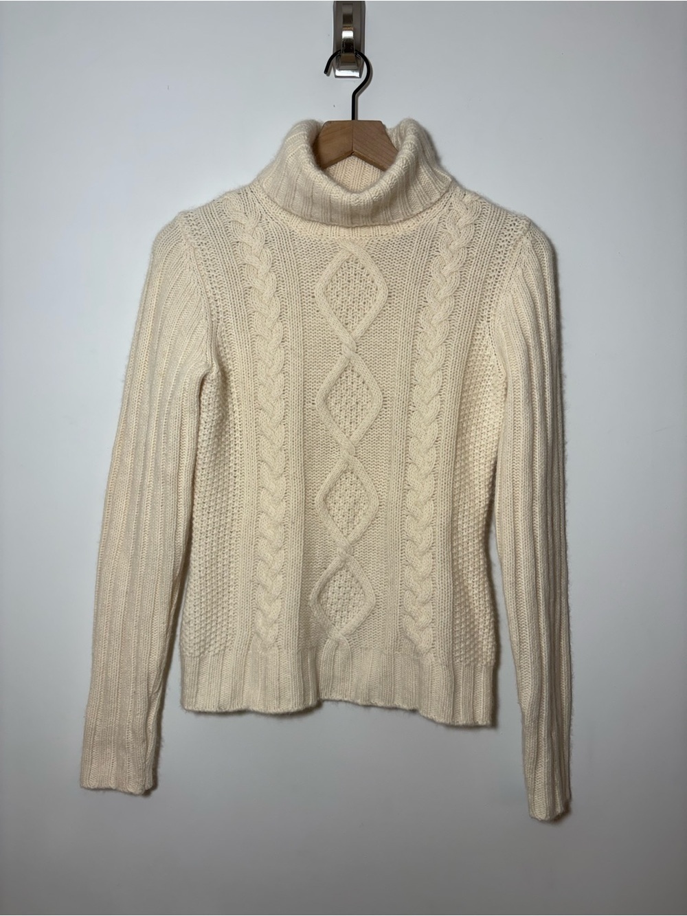 Banana Republic Sweater Angora Rabbit Hair / Lamb's Wool Cable Knit Turtleneck S